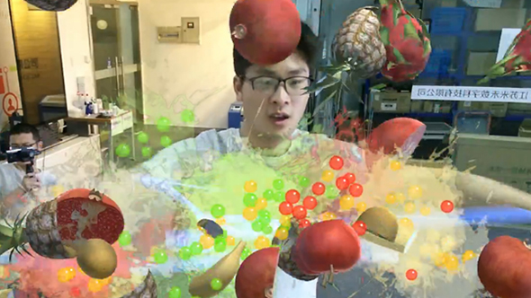 AR大屏体感切水果互动游戏