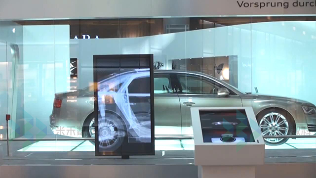 汽车零部件透明滑轨屏展示